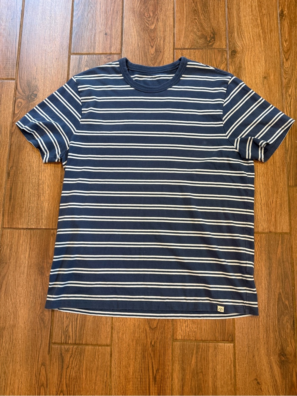 Madewell Men’s Blue White Striped Short Sleeve Crew Neck T-Shirt Size M